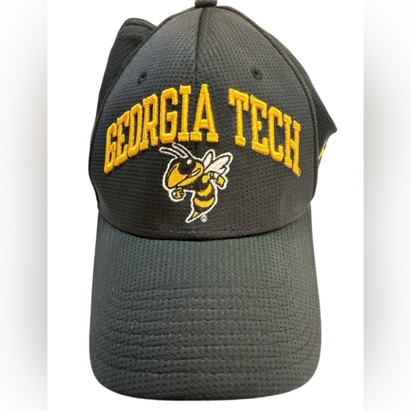Under Armour Men’s Black/Gold Georgia Tech Breathable Elastic Band Ball-cap S/M - Picture 2 of 6